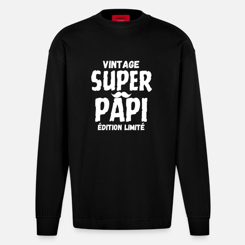 SUPER PAPI - Manches longues bio épais oversize fabriqué en UE - SOLID BLACK
