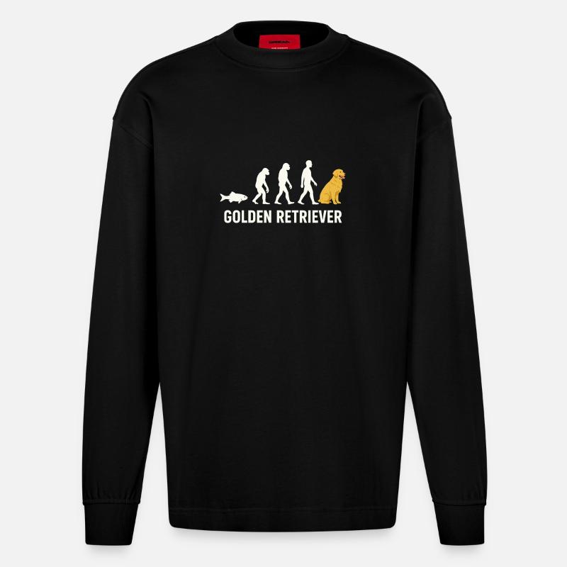 Evolution du Golden Retriever - Manches longues bio épais oversize fabriqué en UE - SOLID BLACK