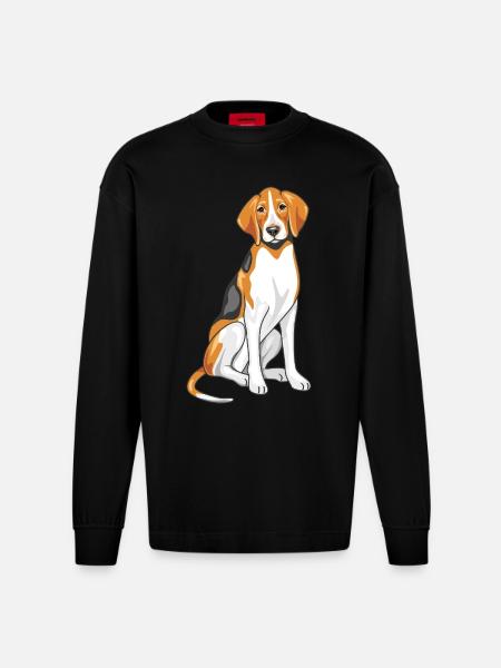 Sitting foxhound - Heavyweight Oversized Organic Longsleeve Shirt Made in EU - SOLID BLACK