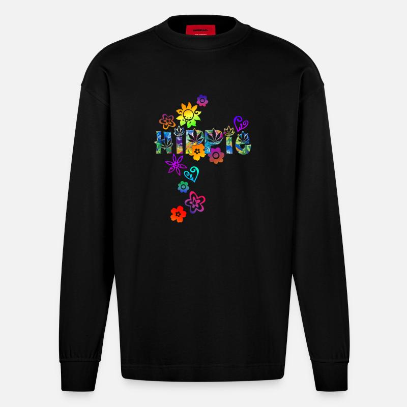 HIPPIE - Heavyweight Oversized Organic Langarmshirt Made in EU - SOLID BLACK
