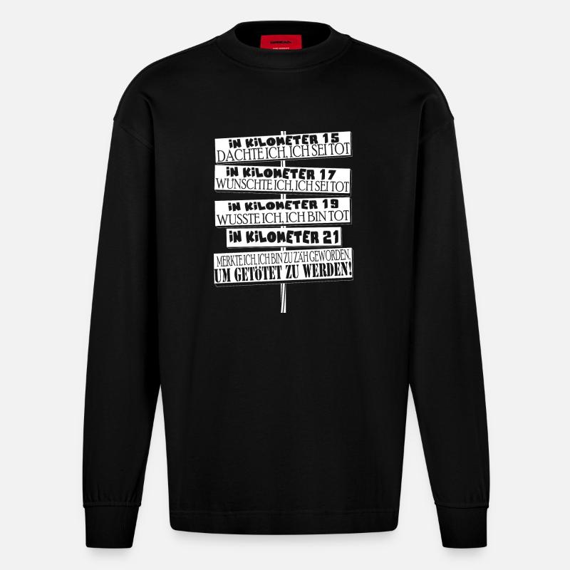 Halbmarathon-Läufer - Heavyweight Oversized Organic Langarmshirt Made in EU - SOLID BLACK