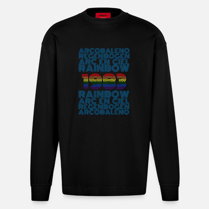 Rainbow 1983 - Heavyweight Oversized Organic Langarmshirt Made in EU - SOLID BLACK