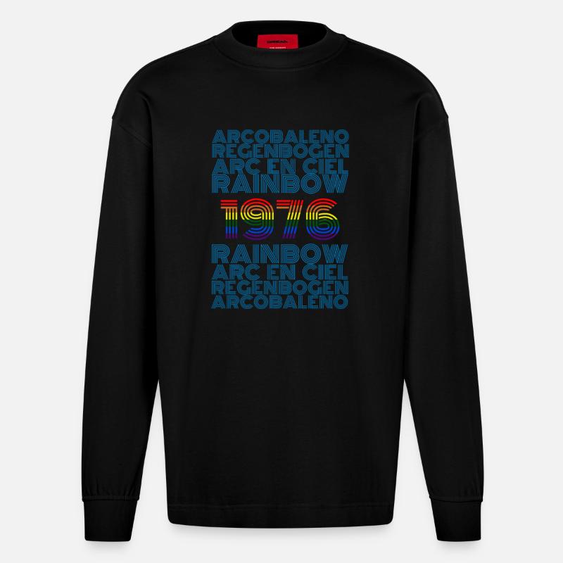 Rainbow 1976 - Heavyweight Oversized Organic Langarmshirt Made in EU - SOLID BLACK