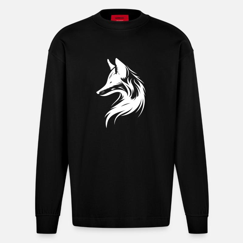 Élégant Beau Renard élégant - Manches longues bio épais oversize fabriqué en UE - SOLID BLACK