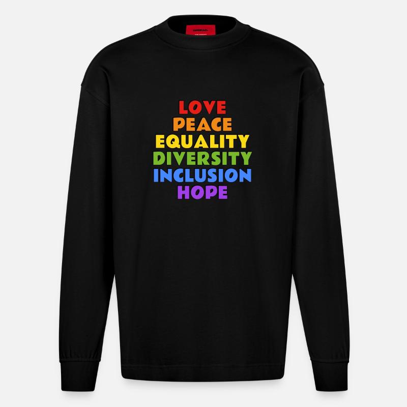 LGBTQ-Pride-Werte - Heavyweight Oversized Organic Langarmshirt Made in EU - SOLID BLACK