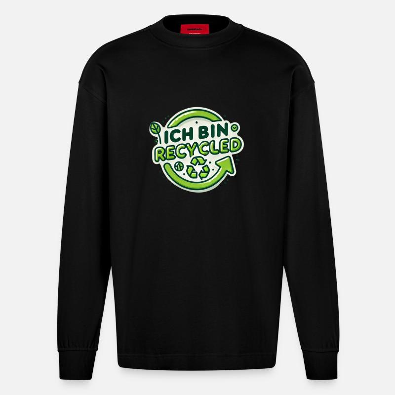 Ich bin Recycled - Heavyweight Oversized Organic Langarmshirt Made in EU - SOLID BLACK