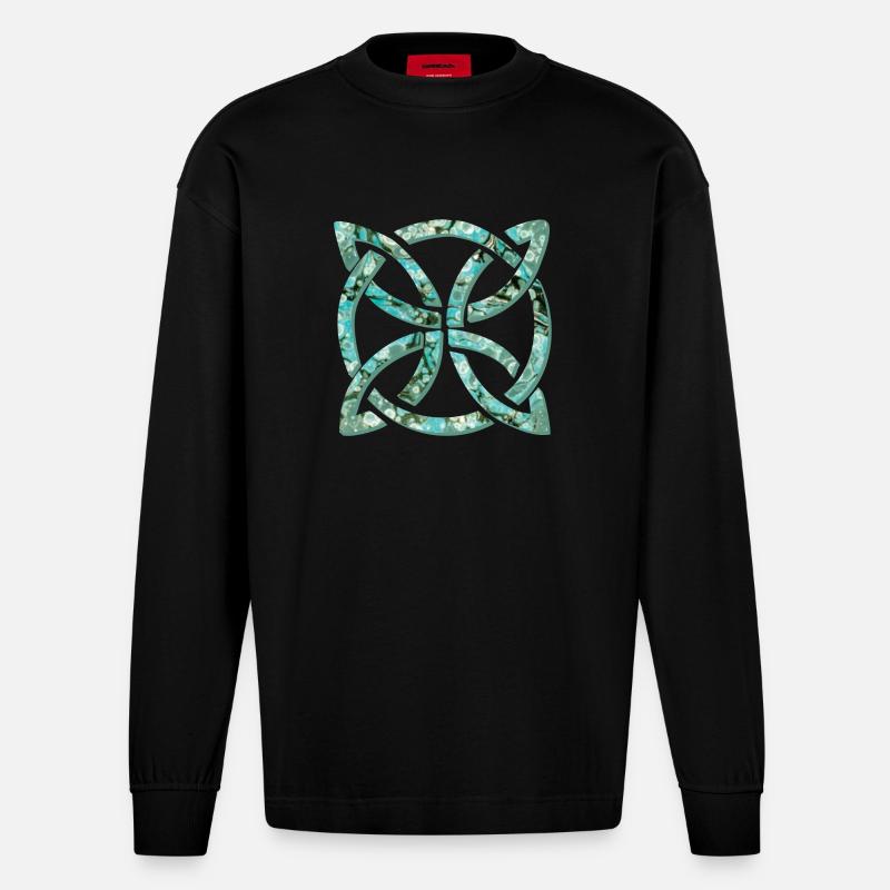 celtic knot 10 e 247 - Heavyweight Oversized Organic Longsleeve Shirt Made in EU - SOLID BLACK