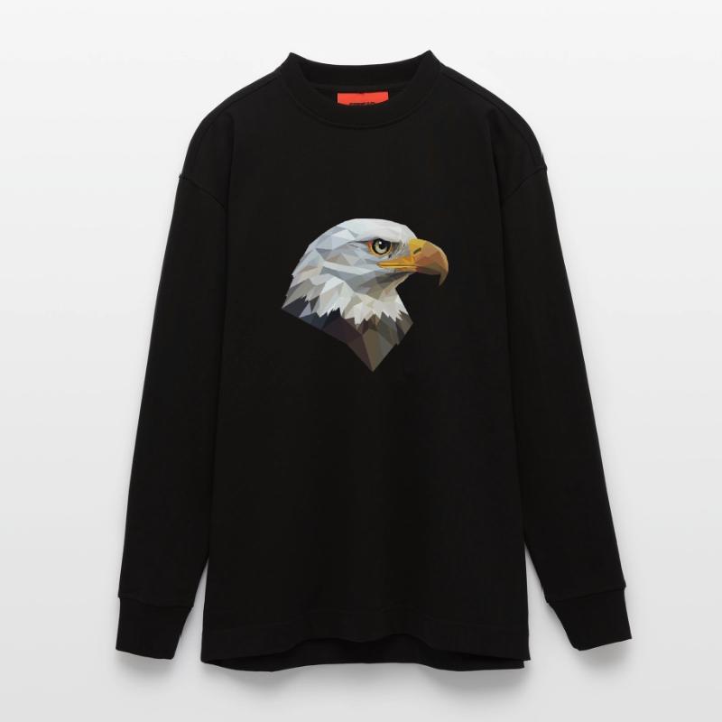 Conception de logo Eagle Head Low Poly Art Manches longues bio épais oversize fabriqué en UE