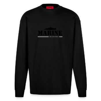 MARINE - Manches longues bio épais oversize fabriqué en UE - SOLID BLACK - Devant