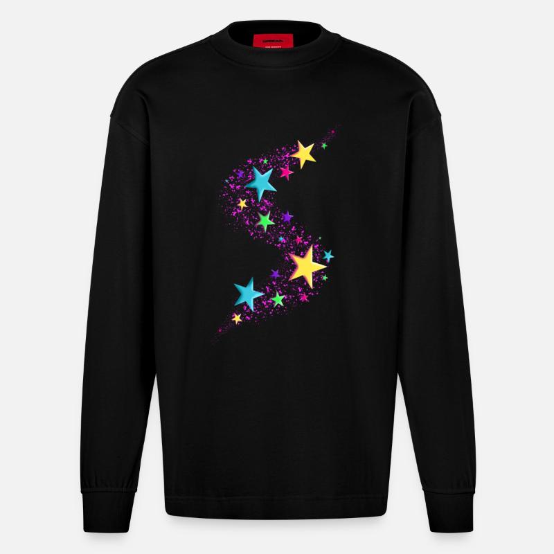 Étoile - Couleurs - Manches longues bio épais oversize fabriqué en UE - SOLID BLACK
