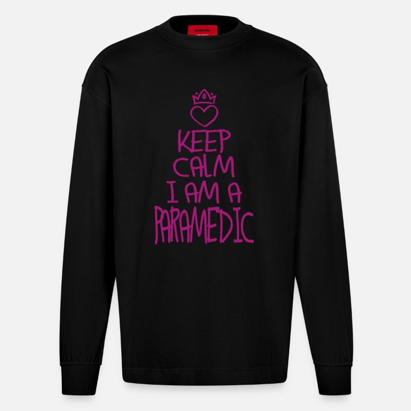 Keep Calm Sanitäter cool - Heavyweight Oversized Organic Langarmshirt Made in EU - SOLID BLACK