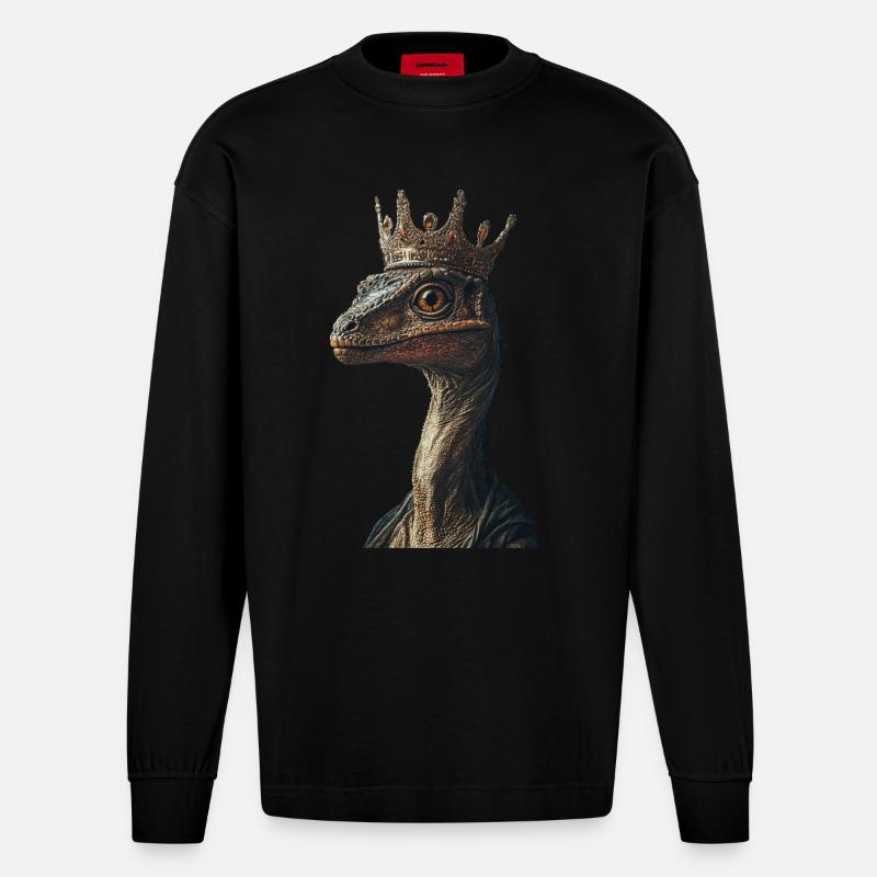 Utahraptor - Heavyweight Oversized Organic Langarmshirt Made in EU - SOLID BLACK