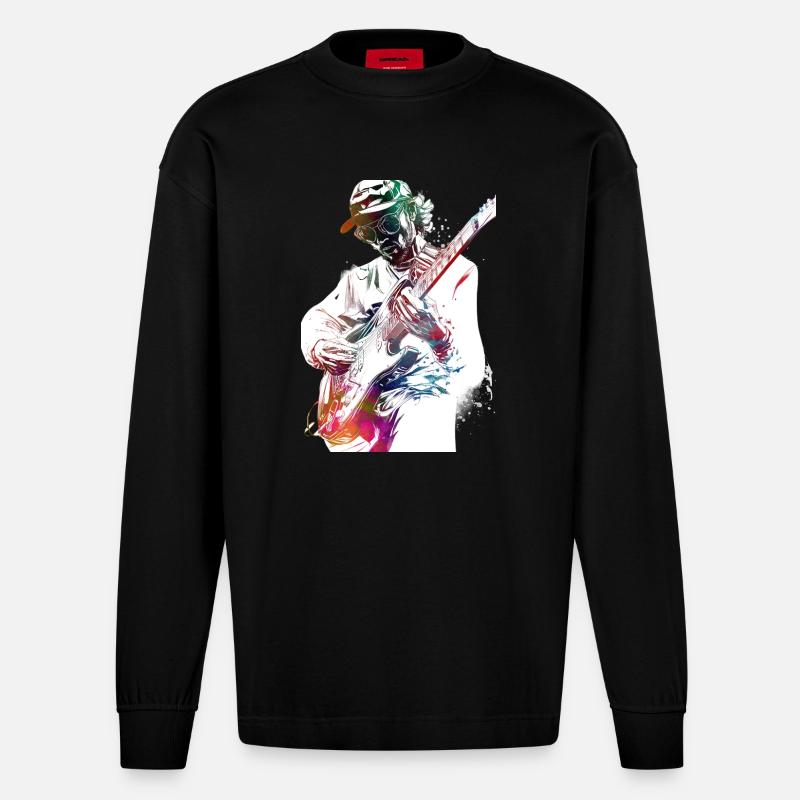 Art musical de guitariste - Manches longues bio épais oversize fabriqué en UE - SOLID BLACK
