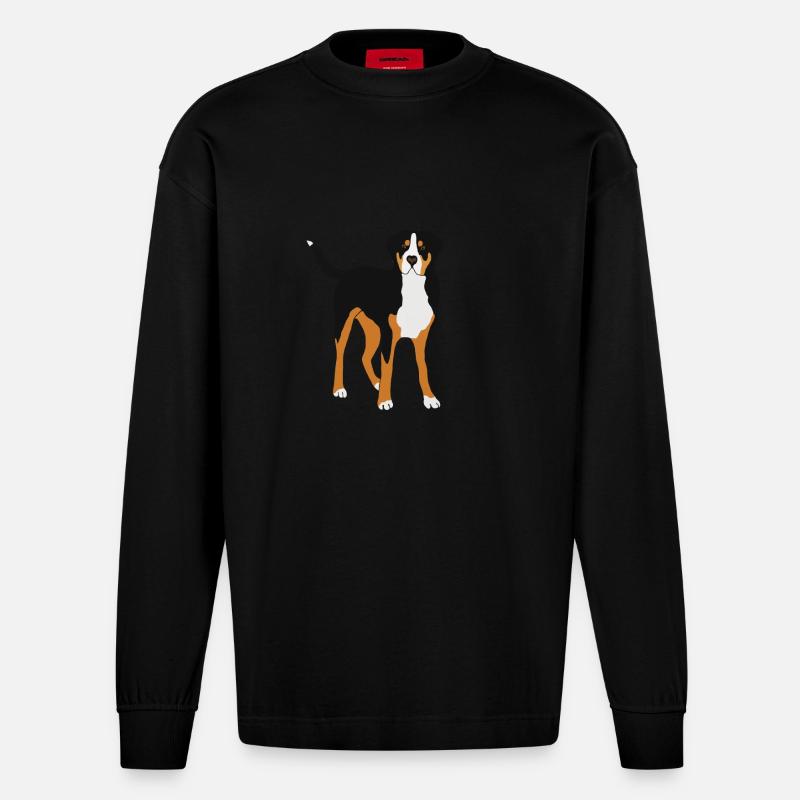 Großer Schweizer Sennenhund - Heavyweight Oversized Organic Langarmshirt Made in EU - SOLID BLACK