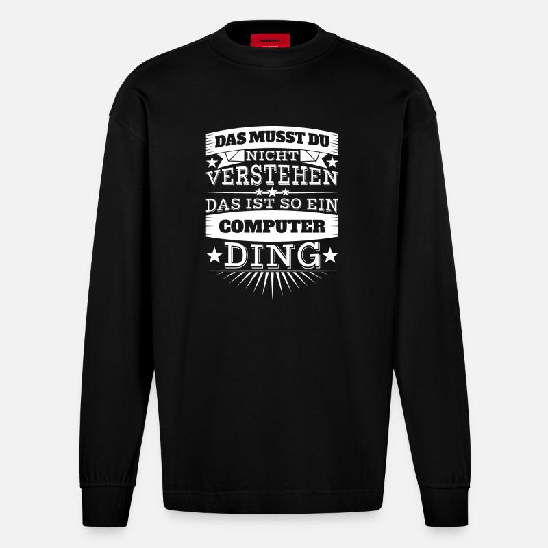 Computer - Heavyweight Oversized Organic Langarmshirt Made in EU - SOLID BLACK