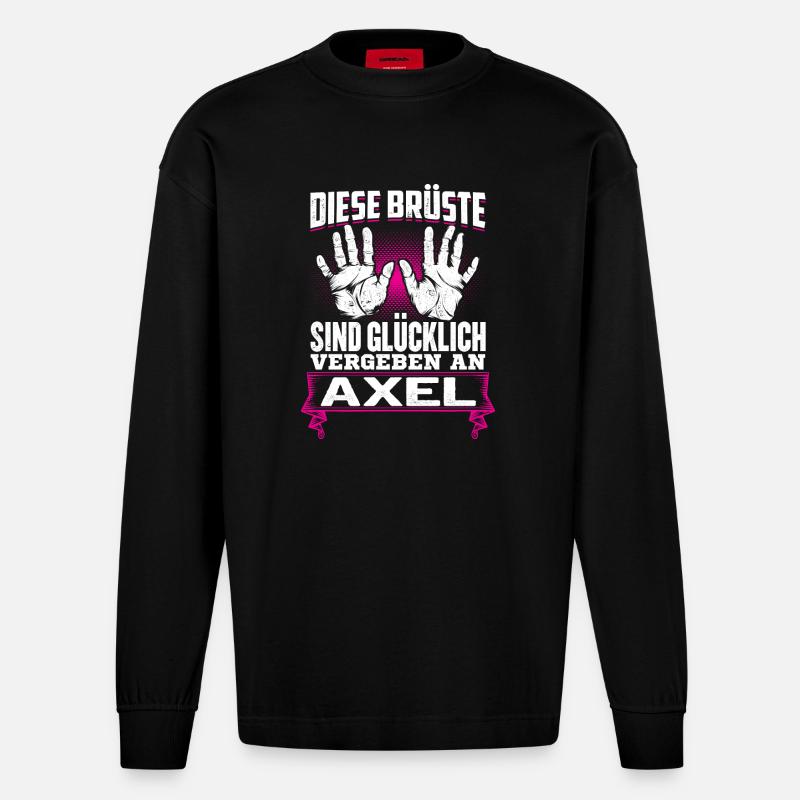 AXEL - Brüste Geschenk - Heavyweight Oversized Organic Langarmshirt Made in EU - SOLID BLACK