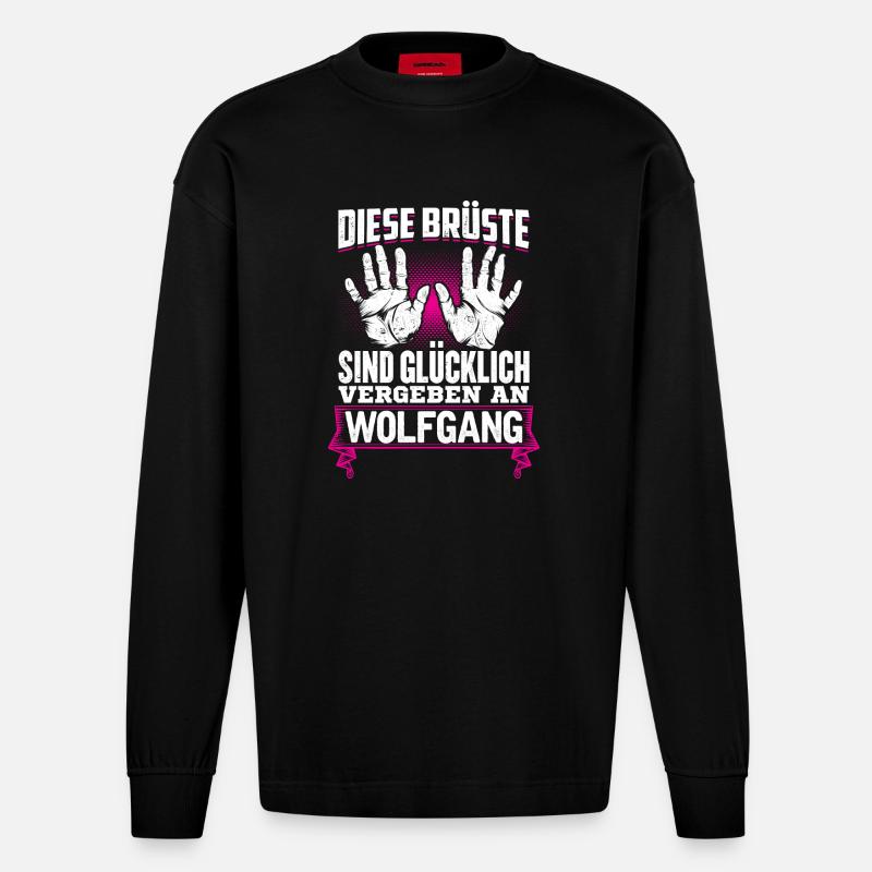 WOLFGANG - Brüste - Heavyweight Oversized Organic Langarmshirt Made in EU - SOLID BLACK