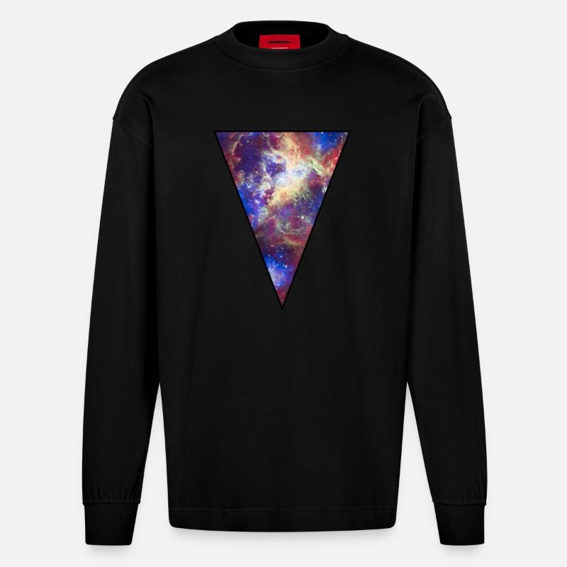 Galaxy - Space - Sterne - Cosmic - Kunst - - Heavyweight Oversized Organic Langarmshirt Made in EU - SOLID BLACK