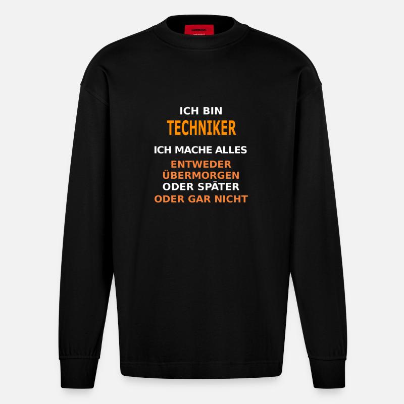 techniker - Heavyweight Oversized Organic Langarmshirt Made in EU - SOLID BLACK