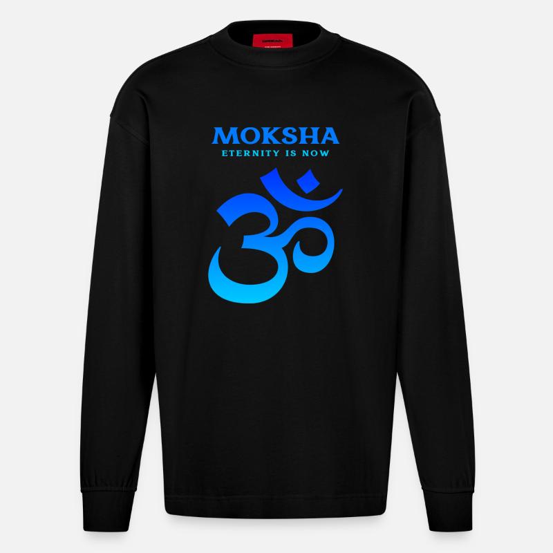 Moksha Eternity is Now - Heavyweight Oversized Organic Langarmshirt Made in EU - SOLID BLACK