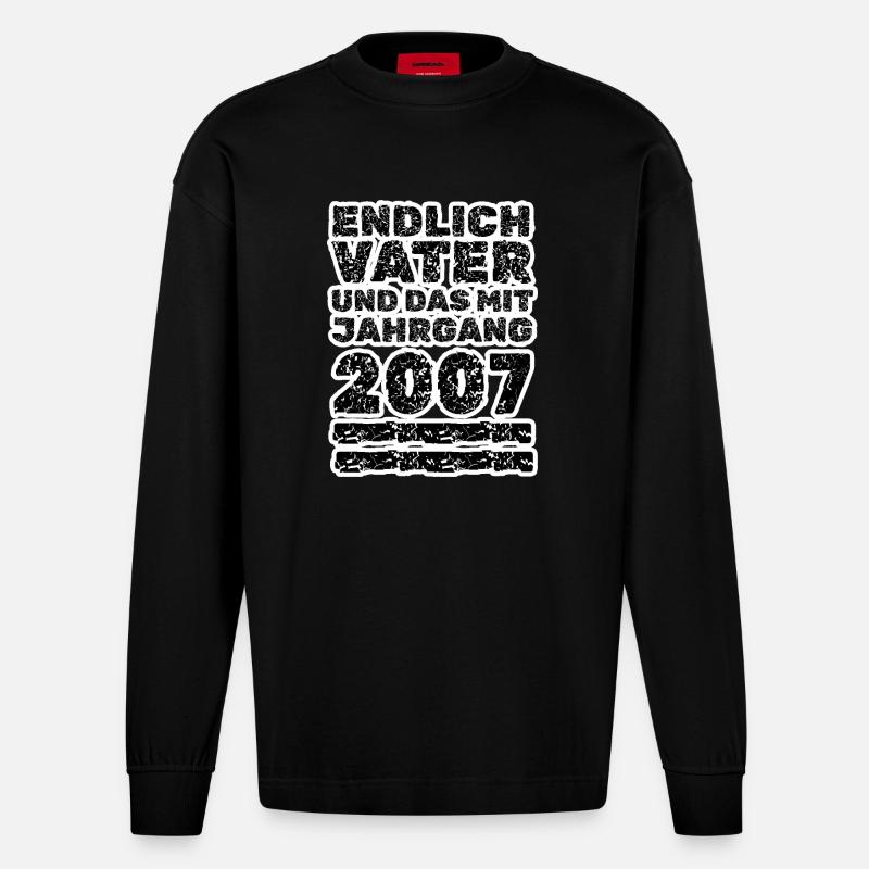 Père 2007 - Manches longues bio épais oversize fabriqué en UE - SOLID BLACK