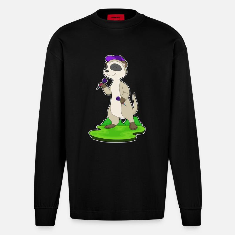 Erdmännchen Dart Dartpfeil - Heavyweight Oversized Organic Langarmshirt Made in EU - SOLID BLACK