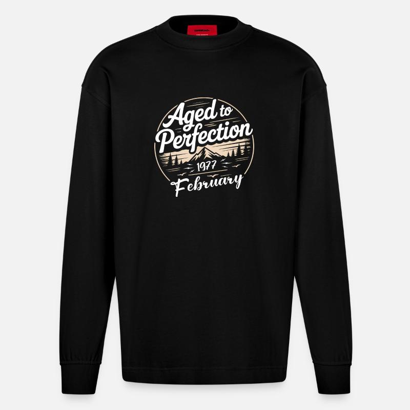 Februar 1977  - Heavyweight Oversized Organic Langarmshirt Made in EU - SOLID BLACK