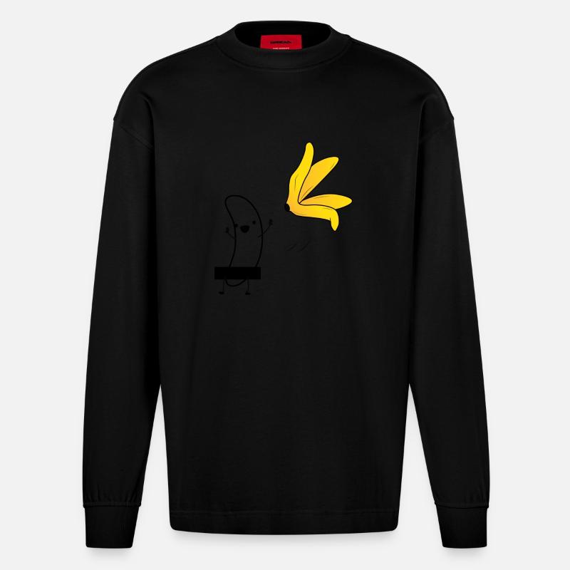 banane - Heavyweight Oversized Organic Langarmshirt Made in EU - SOLID BLACK