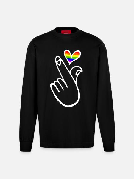 Lgbt lgbtq - Heavyweight Oversized Organic Longsleeve Shirt Made in EU - SOLID BLACK