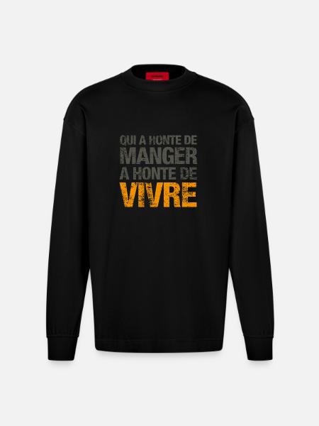 Honte de vivre - Manches longues bio épais oversize fabriqué en UE - SOLID BLACK