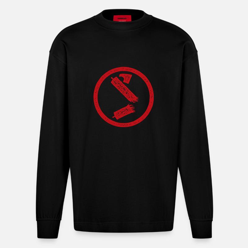 Antifa-Symbolstrahl zerstört - Heavyweight Oversized Organic Langarmshirt Made in EU - SOLID BLACK