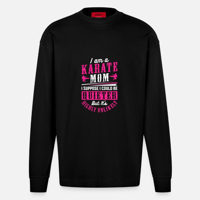 Karate Mama - Heavyweight Oversized Organic Langarmshirt Made in EU - SOLID BLACK
