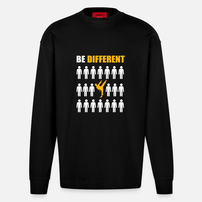 Karate sei anders - Heavyweight Oversized Organic Langarmshirt Made in EU - SOLID BLACK