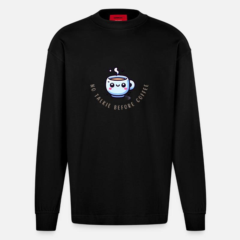 Coffee First – Chemise Funny Coffee - Manches longues bio épais oversize fabriqué en UE - SOLID BLACK
