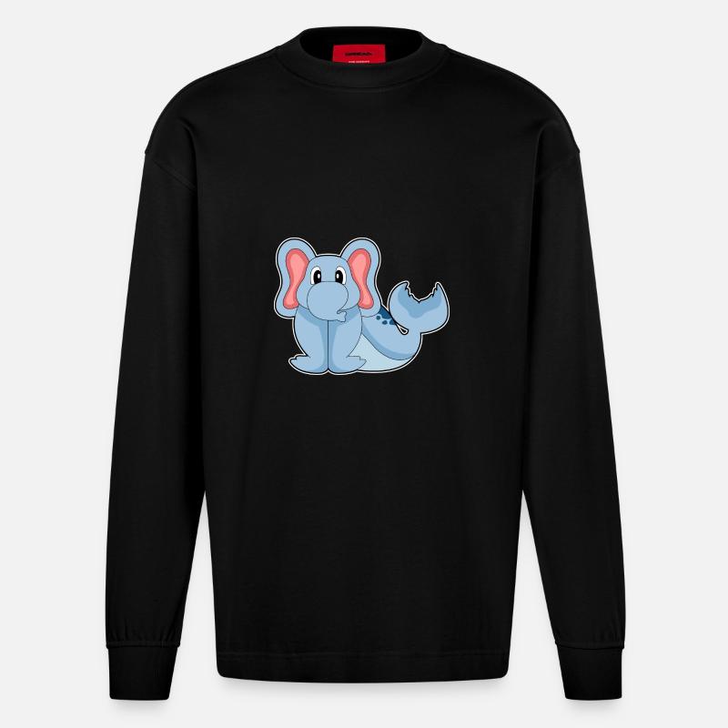 Eléphant de mer - Manches longues bio épais oversize fabriqué en UE - SOLID BLACK