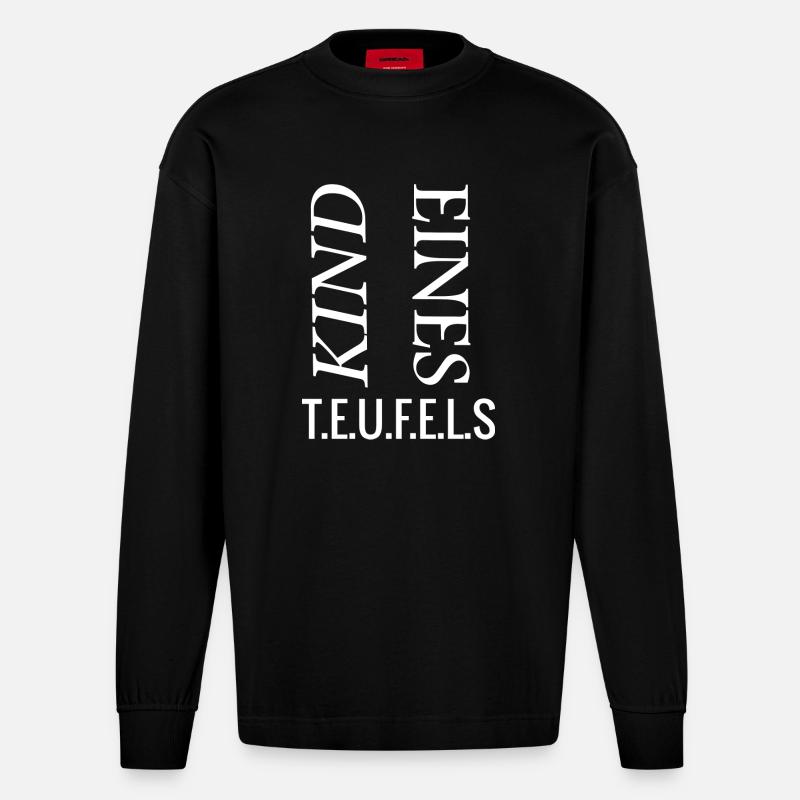 Kind eines Teufels - Heavyweight Oversized Organic Langarmshirt Made in EU - SOLID BLACK