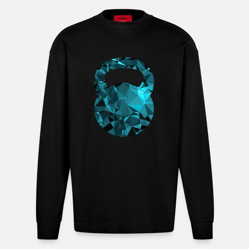 Kettlebell (Low Poly) - Heavyweight Oversized Organic Langarmshirt Made in EU - SOLID BLACK