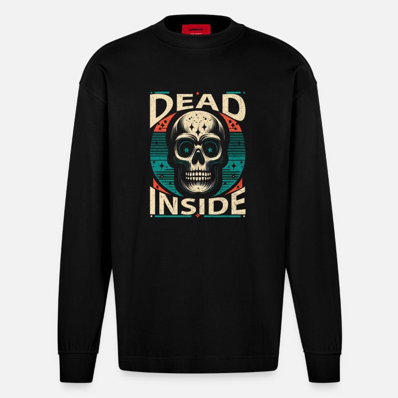 Dead Inside - Silence de l’âme - Manches longues bio épais oversize fabriqué en UE - SOLID BLACK