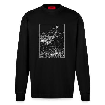 Message dans une bouteille - Manches longues bio épais oversize fabriqué en UE - SOLID BLACK - Devant