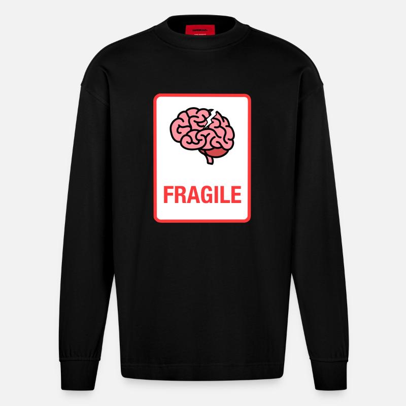 Zerbrechlich - Heavyweight Oversized Organic Langarmshirt Made in EU - SOLID BLACK