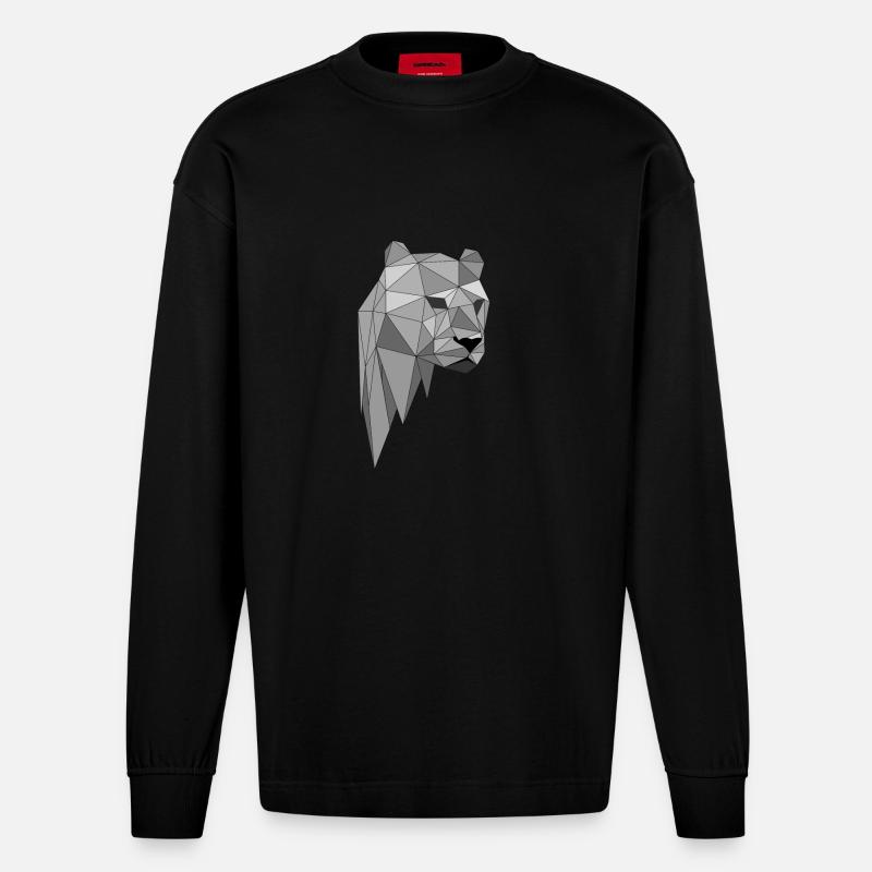 Panther Leopard Geschenk Geschenkidee - Heavyweight Oversized Organic Langarmshirt Made in EU - SOLID BLACK