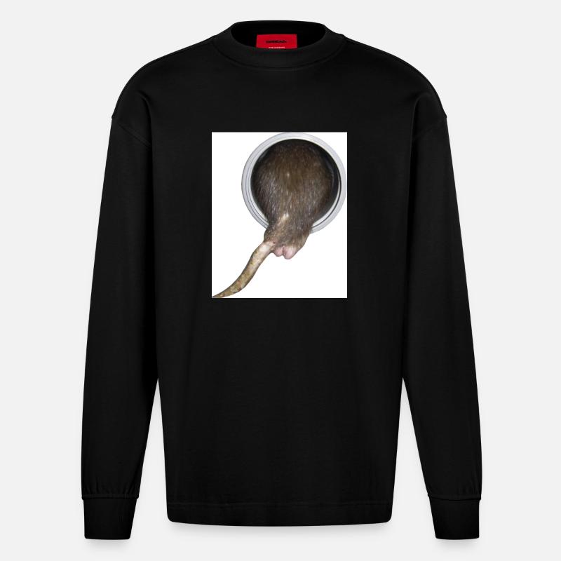 Ratte im Rohr hinter - Heavyweight Oversized Organic Langarmshirt Made in EU - SOLID BLACK
