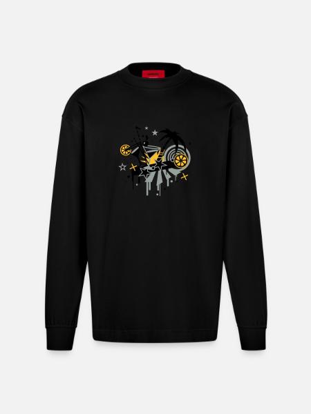 cocktail_bar - Heavyweight Oversized Organic Longsleeve Shirt Made in EU - SOLID BLACK