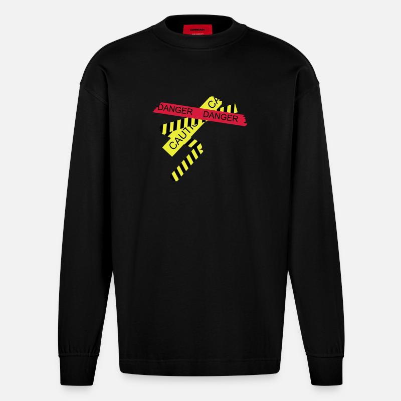 Attention, risque - Manches longues bio épais oversize fabriqué en UE - SOLID BLACK