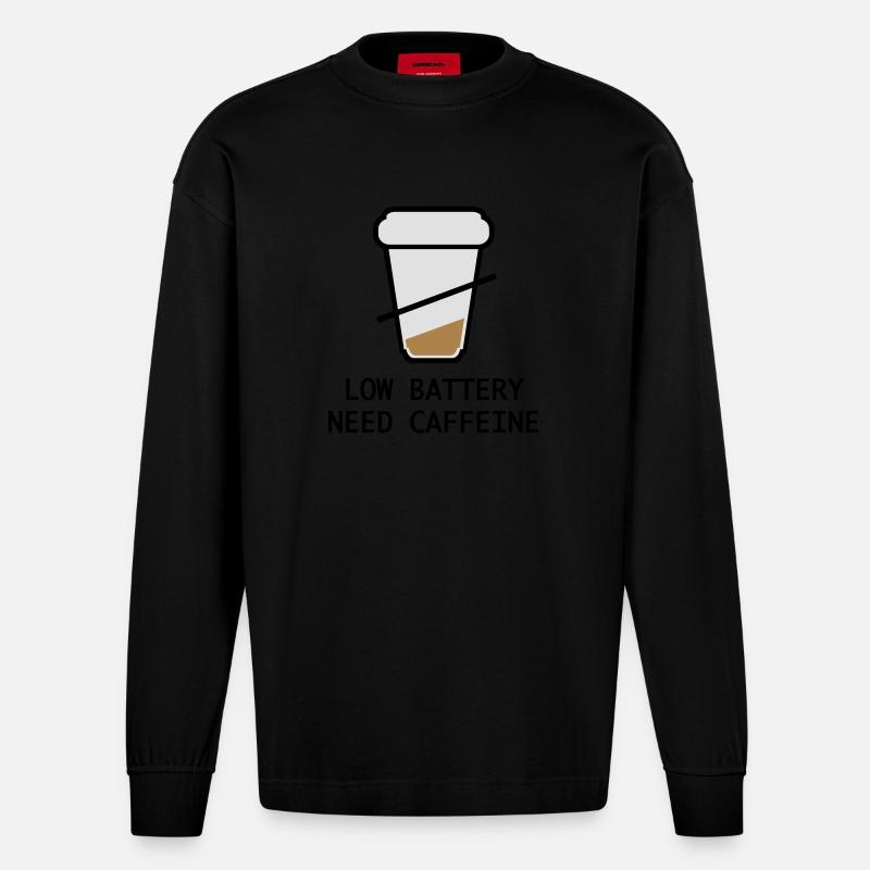 Kaffee - Heavyweight Oversized Organic Langarmshirt Made in EU - SOLID BLACK