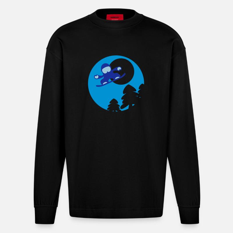 snowboader2 - Heavyweight Oversized Organic Langarmshirt Made in EU - SOLID BLACK