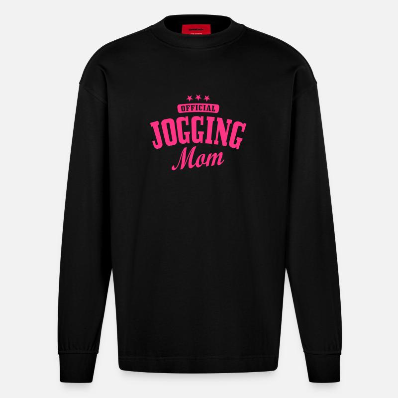 Offizielle Jogging-Mutter - Heavyweight Oversized Organic Langarmshirt Made in EU - SOLID BLACK