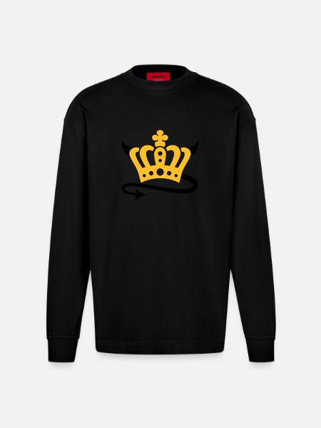 Teufel Krone - Heavyweight Oversized Organic Langarmshirt Made in EU - SOLID BLACK