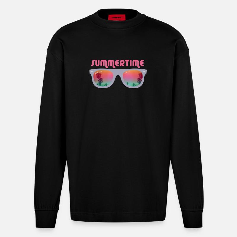 Summertime - Sonnenbrille - Heavyweight Oversized Organic Langarmshirt Made in EU - SOLID BLACK