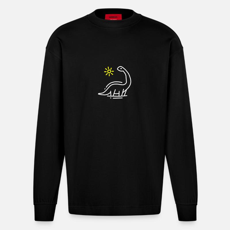 Dinosaurier - Heavyweight Oversized Organic Langarmshirt Made in EU - SOLID BLACK